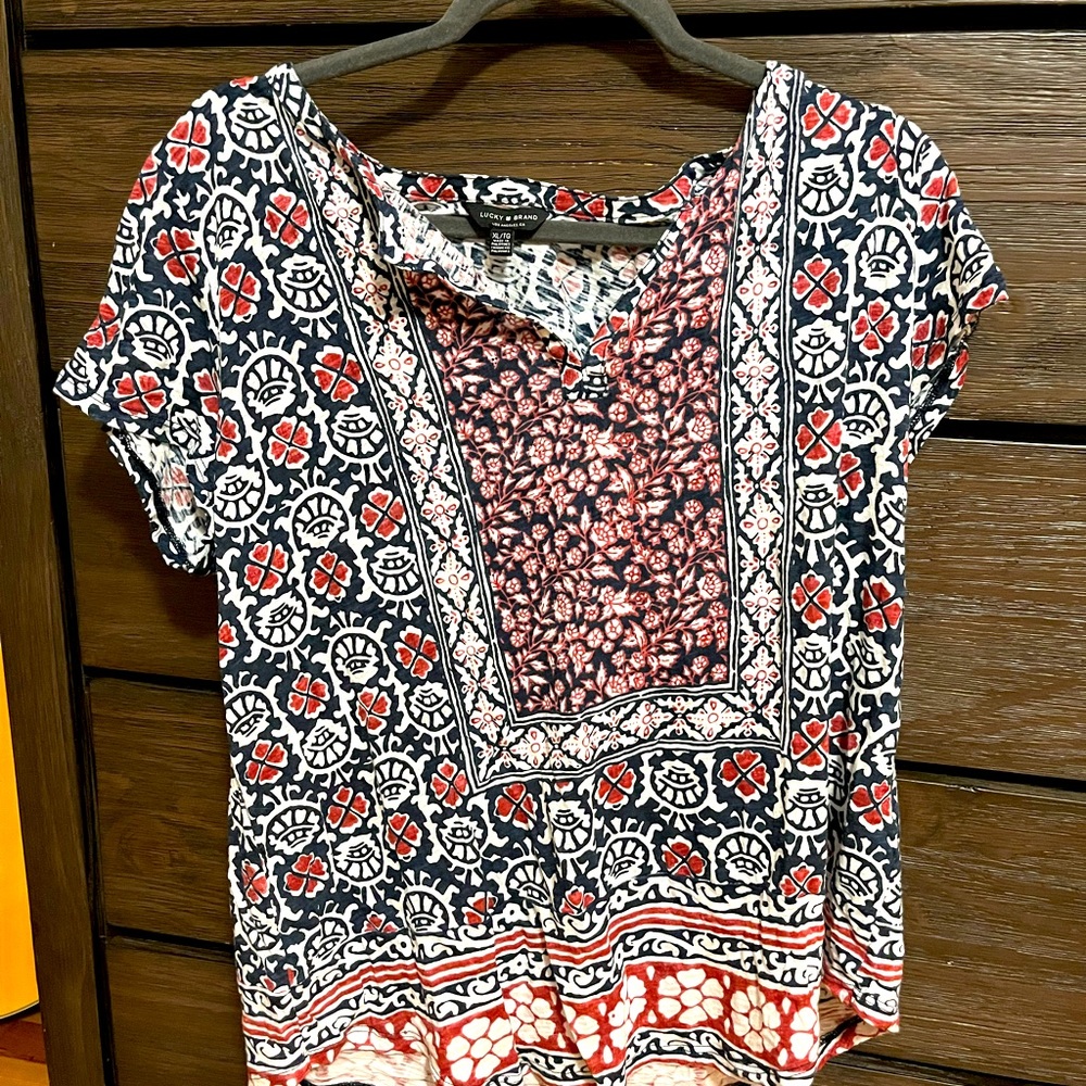 XL Lucky Brand Printed Blouse